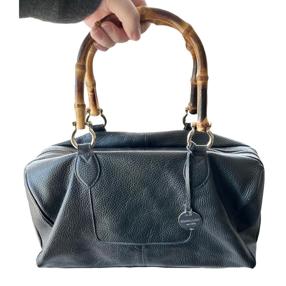 Rowallan's genuine Italian leather black Giorgina handbag bamboo handles